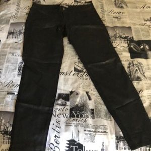 Black 2 material pants vegan leather front